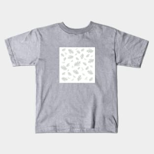 Autumn fall tropical palm leaves pattern gray on white Kids T-Shirt